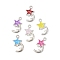 CCB Plastic Enamel Pendants, Platinum, Star & Moon Charms, Mixed Color, 31x19.5x2.5mm, Hole: 2.5mm