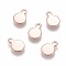 201 Stainless Steel Charms, Flat Round, Stamping Blank Tag, Rose Gold, 10x7x0.6~0.7mm, Hole: 1.8~2mm