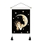 New Moon and Girl Hanging Tapestry Starry Sky Background Wall Living Room Bedroom Hanging Painting Can, Black, 350x500mm