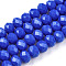 Opaque Solid Color Glass Beads Strands, Faceted, Rondelle, Royal Blue, 10x8mm, Hole: 1mm, about 63~65pcs/strand, 49~50cm