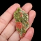 Natural Unakite Carved Healing Leaf Stone, Reiki Energy Stone Display Decorations, for Home Feng Shui Ornament, 44~48x21~26x6~8mm