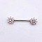 304 Stainless Steel Clear Cubic Zirconia Nipple Bar, Stainless Steel Color, 19mm