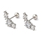 Star Brass Micro Pave Clear Cubic Zirconia Ear Plug Gauges, Platinum, 14.8mmx6.5mm