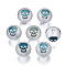 Electroplate Glass Beads, Frosted, Round with Skull Pattern, Cadet Blue, 10mm, Hole: 1.5mm, about 200pcs/bag