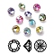 K9 Glass Rhinestone Cabochons, Shiny Laser Style, Imitation Austrian Crystal, Pointed Back & Back Plated, Faceted, Flat Round, Back Plated, Mixed Color, 8x4.5mm