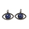 Dyed Natural Lapis Lazuli Pendants, Alloy Eye Charms, Antique Silver, Cadmium Free & Lead Free, 26x35.5x7mm, Hole: 7mm