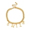 Brass Charm Bracelets for Women, Real 18K Glod Plated, Word Smile, 6-3/4 inch(17.2cm), Pendant: 9~9.5x3~7mm 