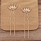 Ancient Style Alloy with Iron Hair Fork Finding, for DIY Jewelry Accessories, Leaf, Rose Gold, 75mm, 20pcs/set