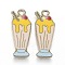 Light Gold Plated Alloy Jewelry Enamel Pendants, Ice Cream, Yellow, 21x9.5x2.5mm, Hole: 1.7mm