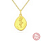 Birth Flower Style 925 Sterling Silver Pendant Necklaces, Real 14K Gold Plated, 17.91 inch(45.5cm)