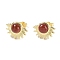 Natural Carnelian Stud Earrings, with Golden Tone Rack Plating Brass Findings, Sun, 14.6x10.9mm