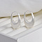 Oval Brass Hoop Earrings for Women, Silver, 29x18mm