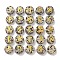 Brass Elder Futhark Alphabet Engraved Symbol Flat Round Natural Dalmatian Jasper Rune Stones, for Chakras Balancing, Crystal Therapy, Meditation, Divination, 16.5~17.5x6~7mm, 25pcs/set