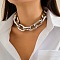 Chunky Aluminum Cable Chain Necklaces for Women, Platinum, 10.75 inch(27.3cm)