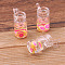 Transparent Resin Pendants, Cup Charms with Fruit, Hot Pink, 26x16mm, Hole: 2mm