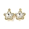 Ion Plating(IP) 304 Stainless Steel Charms, with Glass, Real 18K Gold Plated, Star, White, 15x13x5.5mm, Hole: 2mm