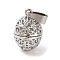 Alloy Bead Cage Pendants, Hollow Cage Charms for Chime Ball Pendant Making, Platinum, Egg, 22x15mm, Hole: 9x4mm