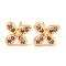 Rack Plating Brass Micro Pave Clear Cubic Zirconia Stud Earrings, with Ear Nuts, Long-Lasting Plated, Flower, Medium Violet Red, 7.5x8.5mm