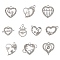 10Pcs 10 Style Alloy Pendants, with Crystal Rhinestone and ABS Plastic Imitation Pearl, Heart & Crown & Rabbit & Arrow Charms, Platinum, 14~23.5x13~23x2.8~8.5mm, Hole: 1.8~2.2mm, 1Pc/style