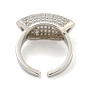 Real Platinum Plated Brass Micro Pave Clear Cubic Zirconia Cuff Rings RJEW-L113-018P-01-3