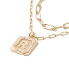 2Pcs 2 Style Brass Rectangle with Initial Letter Pendant Necklaces NJEW-JN04006-5