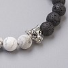Natural Lava Rock Beads and Natural Howlite Beads Stretch Bracelets BJEW-JB03851-04-2