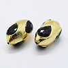 Edge Golden Plated Black Agate Beads PEAR-F006-80G-2