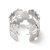 304 Stainless Steel Gingko Leaf Open Cuff Ring for Women RJEW-K245-42P-2