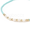 Natural Pearl & Glass Seed Beaded Stretch Bracelet for Women BJEW-JB09167-5