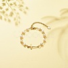 201 Stainless Steel Cross Link Bracelet with Natural Pearl Beaded Chains for Women BJEW-JB08543-2