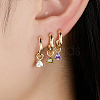 Real 18K Gold Plated 925 Sterling Silver Rhinestone Dangle Hoop Earrings XU8813-3-3