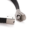 201 Stainless Steel Rectangle Link Bracelet with PU Leather Cord for Men Women BJEW-G649-07P-01-4