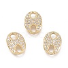 Brass Micro Pave Clear Cubic Zirconia Links X-KK-O127-04G-1