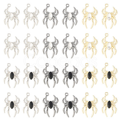 Pandahall 24Pcs 6 Color Glass Spider Pendant FIND-TA0003-07-1