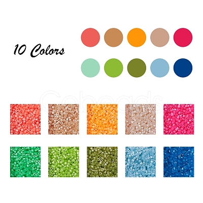 8000Pcs 10 Colors Fluorescent Color Glass Bugle Beads SEED-YW0001-32-1