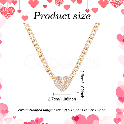 ANATTASOUL 2Pcs 2 Colors Crystal Rhinestone Heart Pendant Necklaces Set with Alloy Curb Chains NJEW-AN0001-88-1