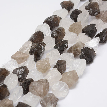 Raw Rough Natural Crystal and Smoky Quartz Beads Strands G-F403-02-1