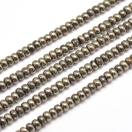Rondelle Natural Pyrite Beads Strands G-I126-12-8x4mm-1