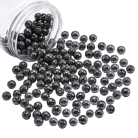 Electroplated Natural Lava Rock Beads G-NB0001-91B-1