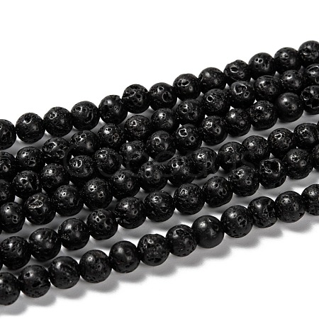 Natural Lava Rock Round Bead Strands X-G-M169-6mm-03-1