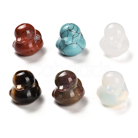 Natural & Synthetic Mixed Gemstone Carved Healing Duck Figurines G-M424-11-1