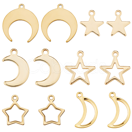 SUNNYCLUE 60Pcs 6 Style 304 Stainless Steel Charms STAS-SC0004-03-1