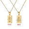 12 Constellation Stainless Steel Tarot Card Engraved Pendant Cable Chain Necklaces, Golden, Taurus, 17.72 inch(45cm)