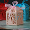 Folding Cardboard Candy Boxes, Wedding Gift Wrapping Box, with Ribbon, Rectangle, Pink, 5x5x7.5cm