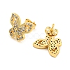 Butterfly Shape Rack Plating Brass Micro Pave Cubic Zirconia Stud Earrings EJEW-P240-04G-2