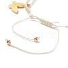 Round Glass Braided Bead Bracelet with Alloy Enamel Butterfly Charm for Women BJEW-JB08233-03-5