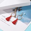 Ring with Cotton Tassel Dangle Earring EJEW-JE04837-3