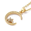 Golden Brass Crescent Moon Pendant Necklace with Rhinestone NJEW-Z015-01D-G-2