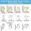 SOFPLATE 24Pcs 12 Style Brass Clip-on Earring Findings KK-SP0001-29-2