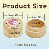 Round Beech Wooden 3D Engraved My First Tooth Fairy Box CON-WH0120-001-2